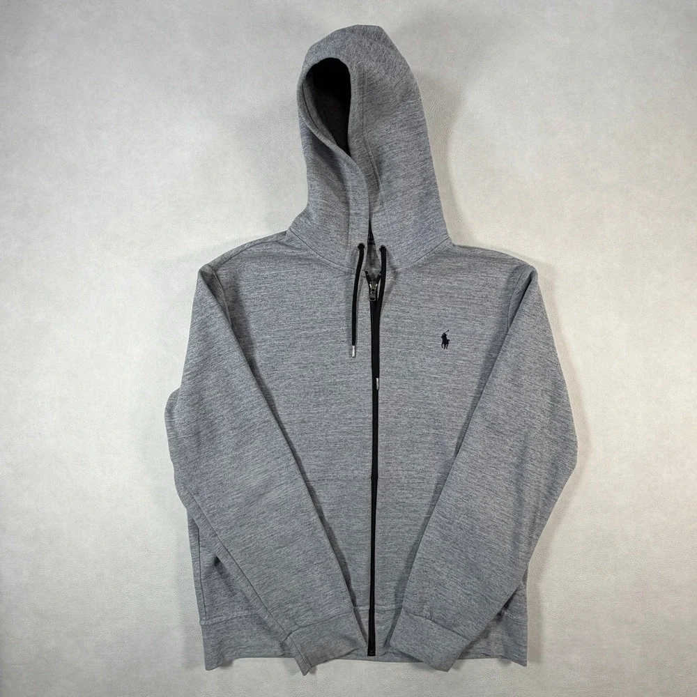Polo Ralph Lauren Mens Large Gray Heather‎ Full Zip Hoodie Pony Logo Size L